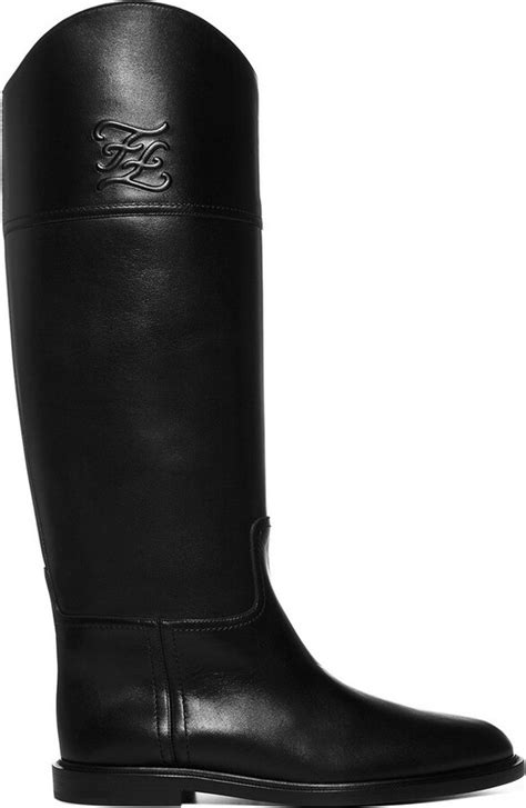 fendi logo embossed knee high boot